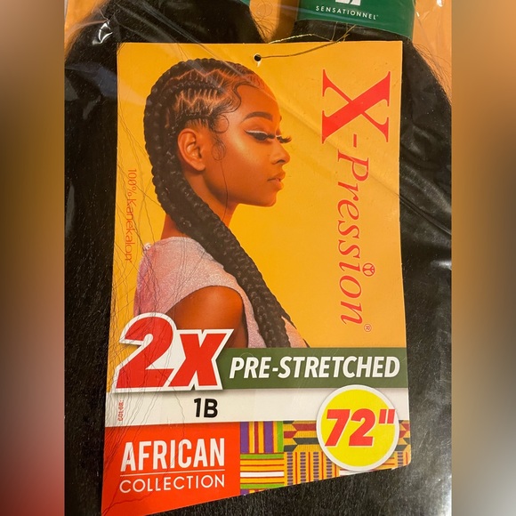New X-pression Volume Pre-Stretched Braid Hair African Collection Length 72" #1B - Picture 2 of 4